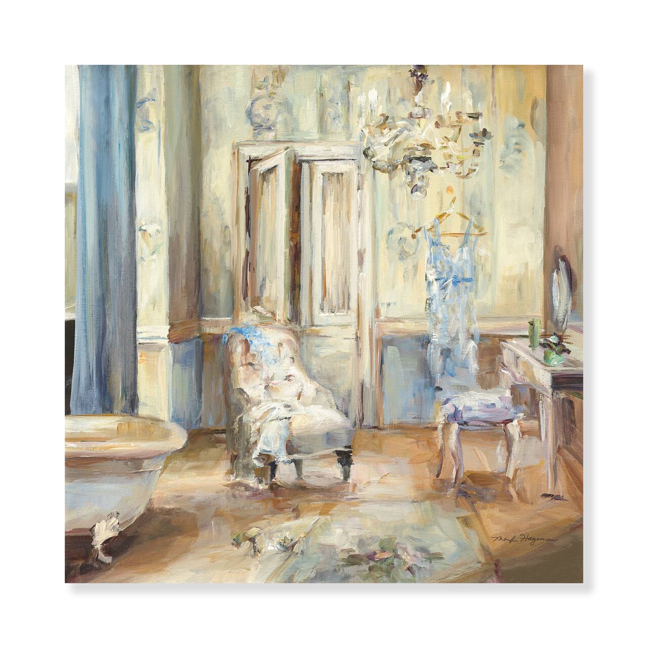 Designart - French Boudoir Bath I - Traditional Bathroom Premium Canvas Wall Art